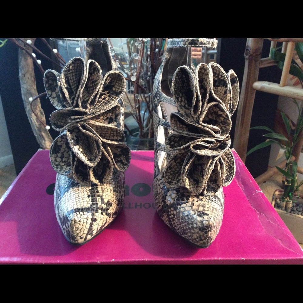 Faux Snakeskin Platform Heels